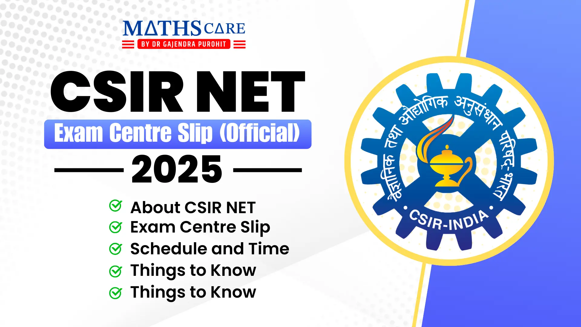 CSIR NET Exam Centre Slip (Official)